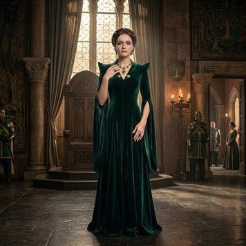 Зелена оксамитова мантія з архітектурними плечима Алісента Хайтауер Дім Дракона (Оренда / Прокат) НПМ10 фото