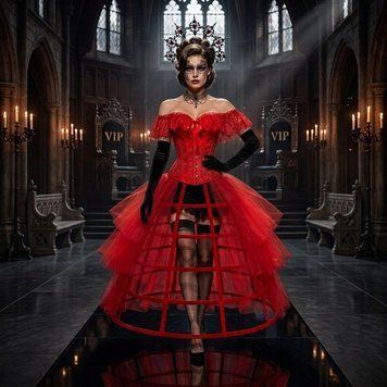 Червона сукня Готичний бурлеск Х3 фото