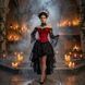 Авторський готичний костюм Темної Королеви у Києві &mdash; Червоно-чорна сукня з кокошником-тіарою напрокат Х7 фото 1