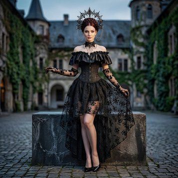 Авторський готичний костюм Чорна корсетна сукня Падший Ангел / Королева Тіней Х8 фото