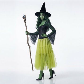 Оренда костюма Зеленої Відьми / Злої Відьми (Wicked) &mdash; прокат яскравого вбрання з корсетом, спідницею та капелюхом ЕЛ1 фото