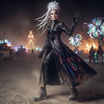 Футуристичний костюм Кіберпанк / Burning Man (з голографічним плащем) напрокат у Києві кмп1 фото