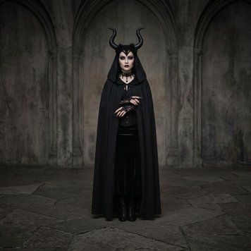 Готичний костюм Готичної Чаклунки / Владарки Тіней (з рогами) напрокат у Києві мх1 фото
